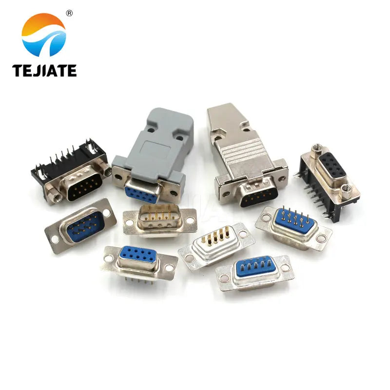 5pcs RS232 DB9 9 Pin Solder Connector DB9 Female Male Serial Port Plastic Potection Shell Cover For VGA Connectors