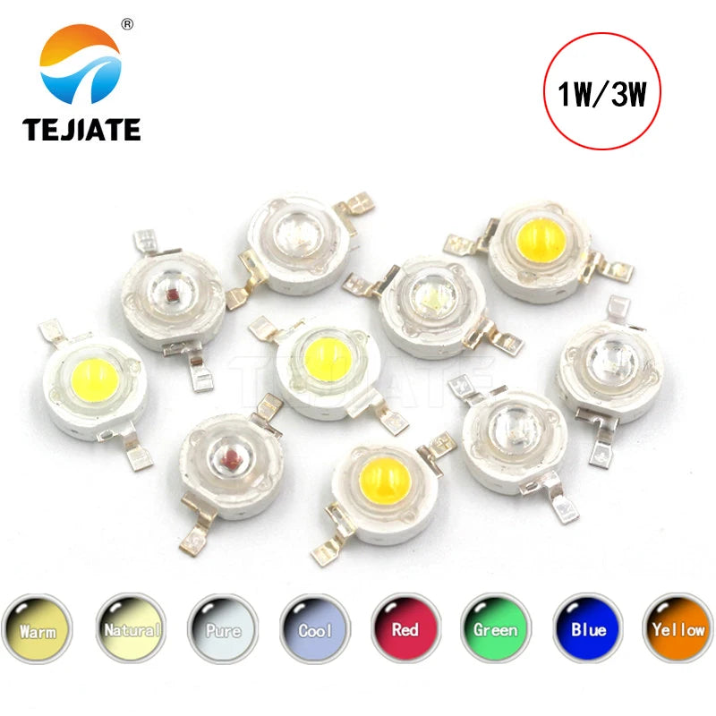 10PCS lot Real CREE 1W 3W High Power LED Lamp Beads 2.2V-3.6V SMD Chip LED Diodes Bulb White / Warm White / Red / Green / Blue