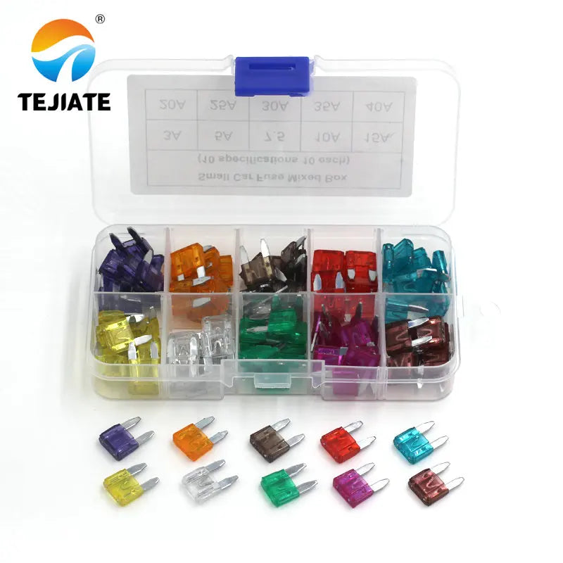 50PCS MINI Car Fuses 3A 5A 7.5A 10A 15A 25A 30A 35A 25A 40A Amp with Box Clip Assortment Auto Blade Type Fuse Set Truck
