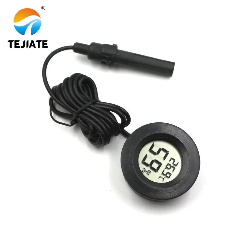 Blk 1.5M Round Thermometer Hygrometer Sensor LCD Digital Temperature Probe Humidity Meter Roundness
