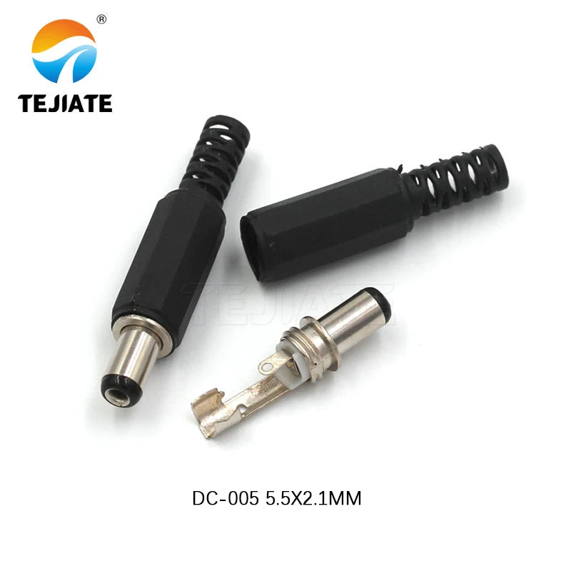 10PCS DC Power Connector pin 2.1x5.5mm Female Plug Jack + Male Plug Jack Socket Adapter DC-022B 5.5X2.5MM