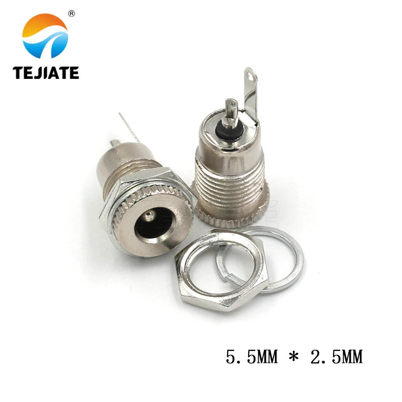 DC099 5.5 mm x 2.1mm DC Power Jack Socket Female Panel Mount Connector Metal DC-099 Open Hole 11MM 5.5*2.1 5.5*2.5