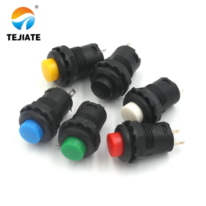 10pcs/lot DS-428/427 round button switch with lock self-locking without lock self-reset button red green yellow 12MM