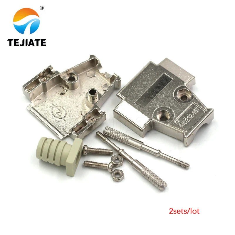 DB15 15P Parallel Port 15 Pin Male Female Wire Solder Connector Socket Plug VGA Adapter Matel Plastic Potection Shell Cover