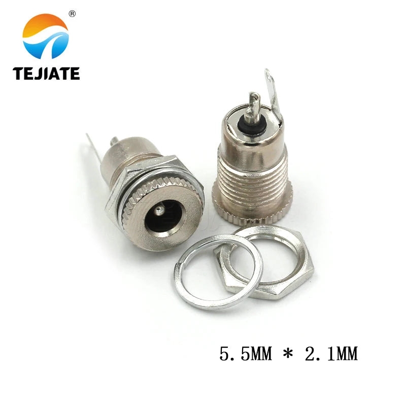 DC099 5.5 mm x 2.1mm DC Power Jack Socket Female Panel Mount Connector Metal DC-099 Open Hole 11MM 5.5*2.1 5.5*2.5