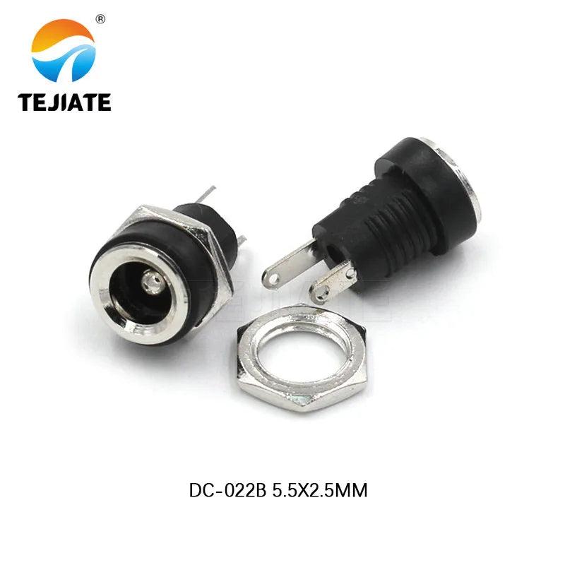 10PCS DC Power Connector pin 2.1x5.5mm Female Plug Jack + Male Plug Jack Socket Adapter DC-022B 5.5X2.5MM