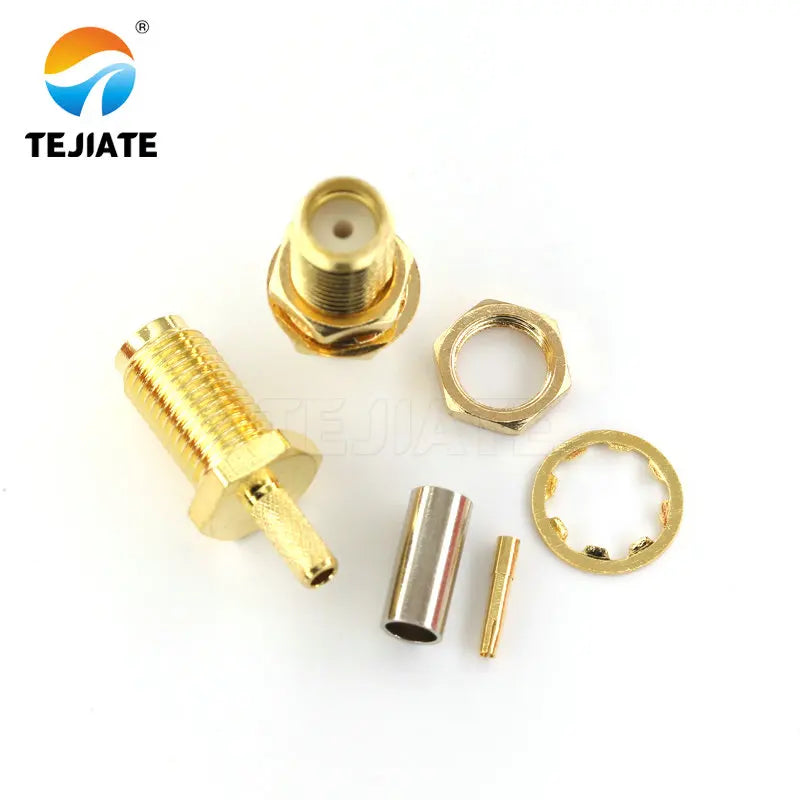 5PCS SMA Female Nut Bulkhead Crimp for RG174 RG316 LMR100 High Quality Wire Connector