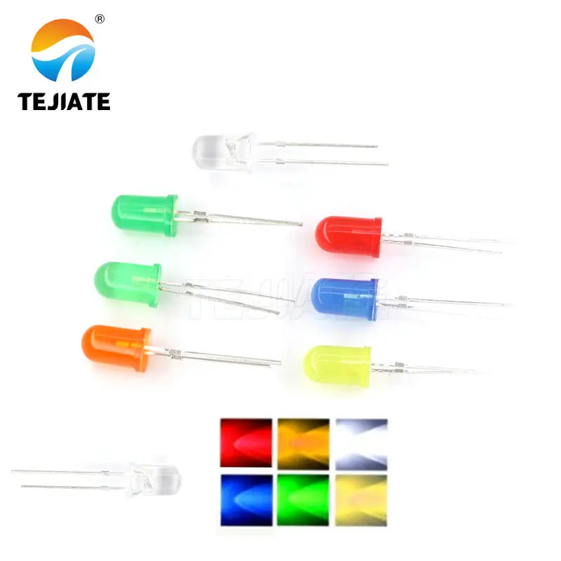 7Colors 100PCS F5 5mm LED diode Light Assorted Kit Red Green Yellow Blue White Mixed Color light LED DIY kit