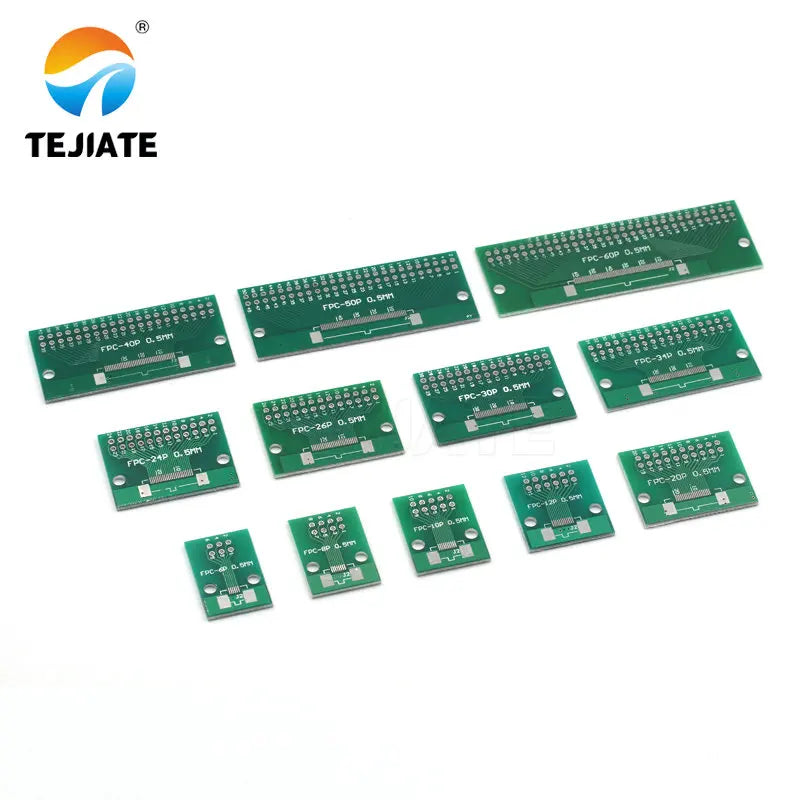5PCS Double Side 0.5mm 1mm FFC FPC 6 8 10 12 20 30 40 50 60 Pin to 2.54mm FPC/FFC SMT Adapter Socket Plate PCB Board connector