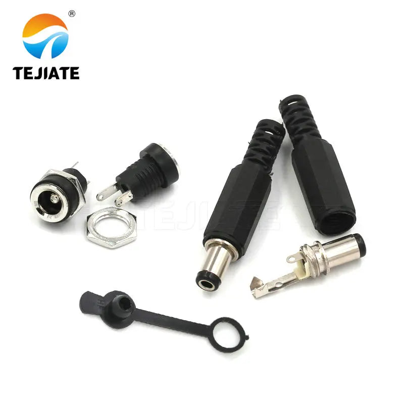 10PCS DC Power Connector pin 2.1x5.5mm Female Plug Jack + Male Plug Jack Socket Adapter DC-022B 5.5X2.5MM