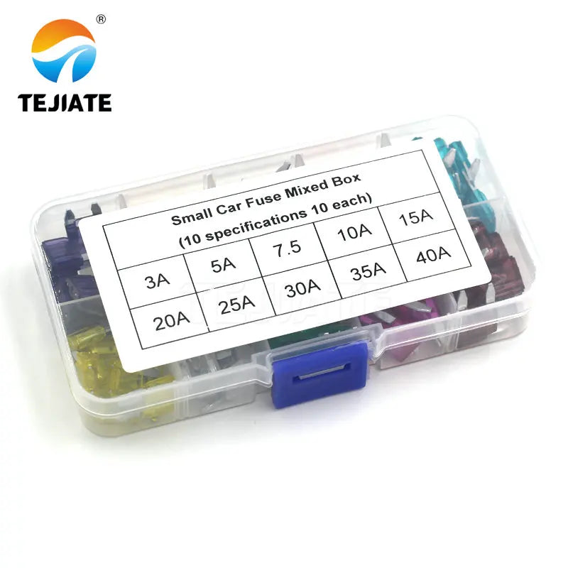 50PCS MINI Car Fuses 3A 5A 7.5A 10A 15A 25A 30A 35A 25A 40A Amp with Box Clip Assortment Auto Blade Type Fuse Set Truck