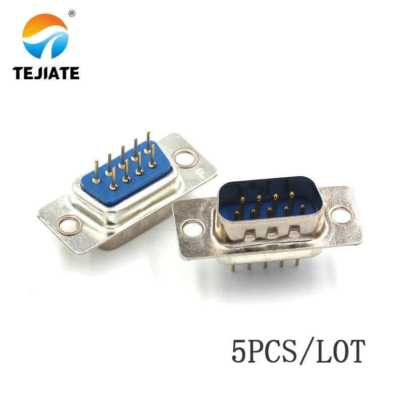 5pcs RS232 DB9 9 Pin Solder Connector DB9 Female Male Serial Port Plastic Potection Shell Cover For VGA Connectors