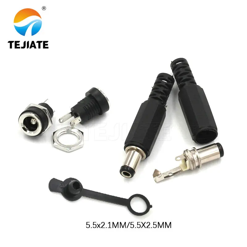 10PCS DC Power Connector pin 2.1x5.5mm Female Plug Jack + Male Plug Jack Socket Adapter DC-022B 5.5X2.5MM