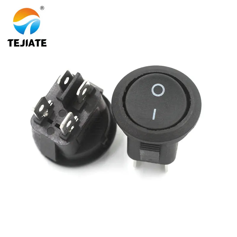 5PCS Ship-type Power Switch Boat Shaped Round Rocker Switch 2/3/4 Feet Red/Green/White/Black Press button 6A 250V Cat eye