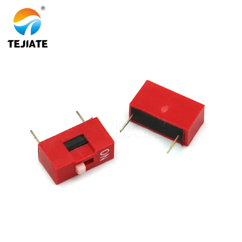 5PCS Toggle Switch Direct Insertion Flat Pulling DIP Snap  2.54MM 1/2/3/4/5/6/7/8/9/10/12P Red Dial ON / OFF
