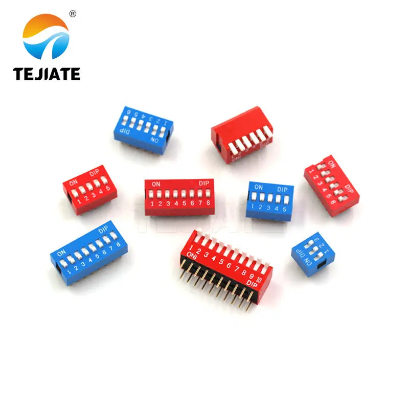 10PCS Toggle Switch Direct-insertion Type Lateral Pulling DIP Snap Switches 2.54MM 2/3/4/5/6/8/10P Red Dial Switch