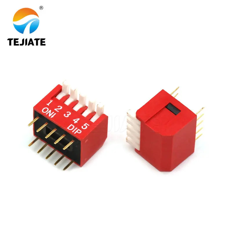 2PCS Toggle Switch Direct Insertion Lateral Pulling DIP Snap 2.54MM 2/3/4/5/6/8/10P Red Dial ON / OFF