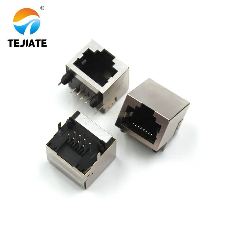 RJ45 Network Socket Internet Interface Connecting Base Crystal Head Female Base 8P8C  Vertical Copper Shell With Shield