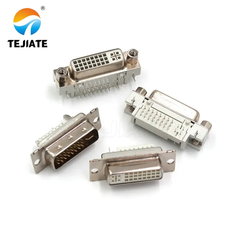 5PCS DVI24+5 Solder-wire Male/Female Header DVI-I Connector Bent Female-header 90-degree DVI Adapter Plug Terminal