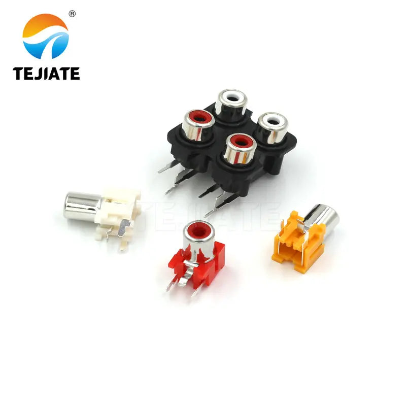 5PCS RCA Lotus Socket 1/4 Hole AV Base Connector Three Feet Adapter Audio Signal Input Socket