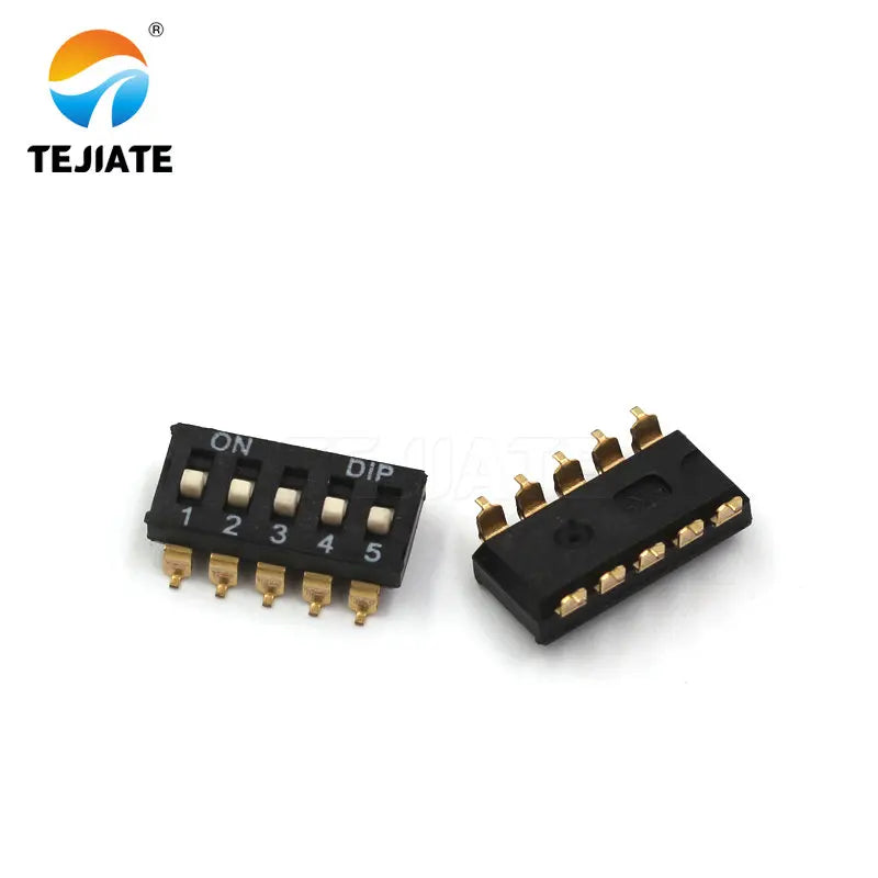5PCS Toggle Switch Patch Flat Pulling DIP Snap Switches 2.54MM 1/2/3/4/5/6/8/10P Black Dial Address Switch