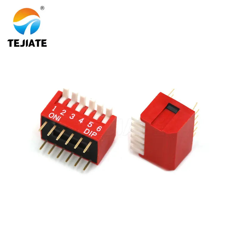 2PCS Toggle Switch Direct Insertion Lateral Pulling DIP Snap 2.54MM 2/3/4/5/6/8/10P Red Dial ON / OFF