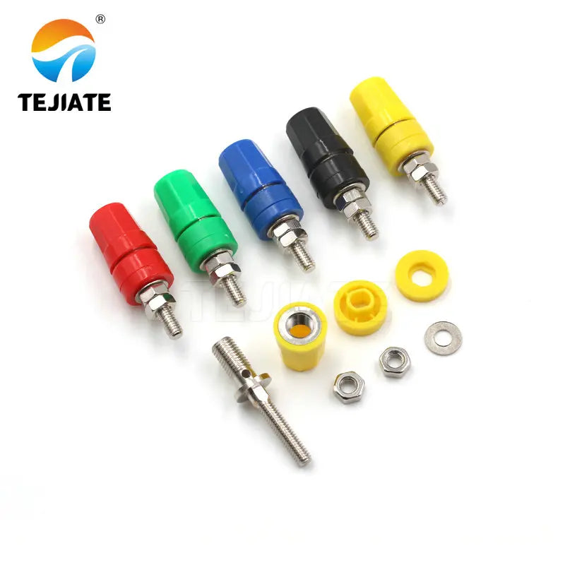 1PCS M4X36 Pure Copper Terminal 4MM Banana Jack Socket 20A Binding Post Banana Plug Connector M4*36 Black Red Blue Green Yellow