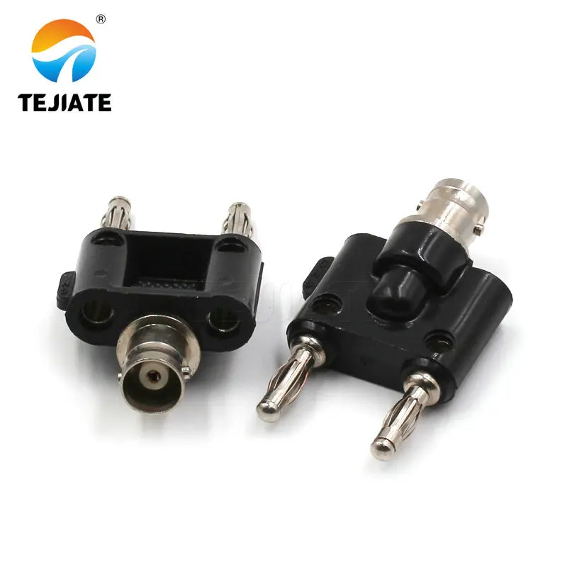 1PCS BNC Type Adapter To Double Wire Pillar/Banana Plug Transform Connector All Copper Nickel Plated
