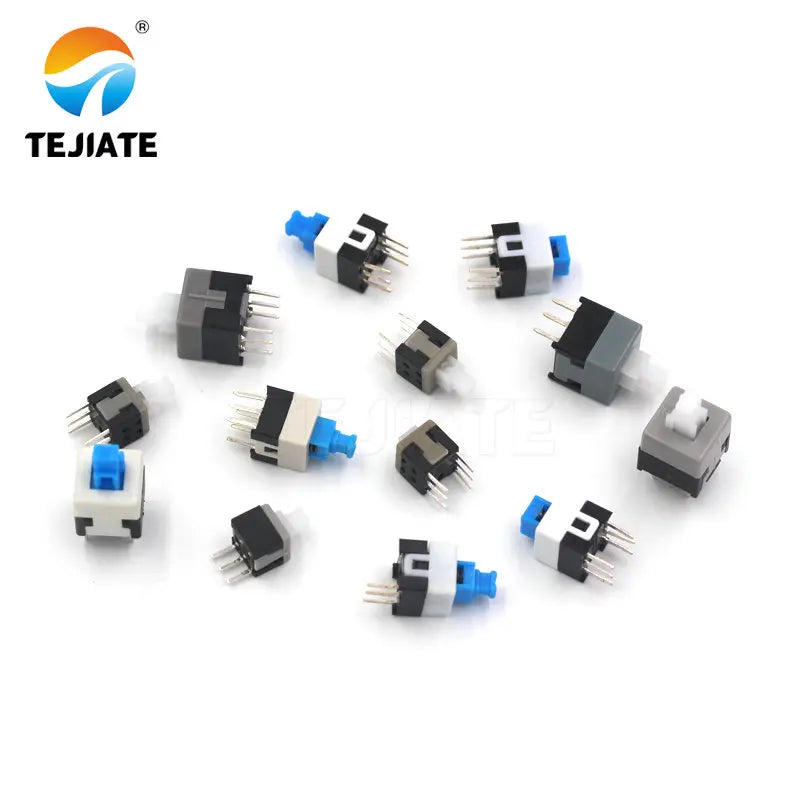 10PCS Button Switch 1/2 Row Needle Key Switch 5.8*5.8 7*7 8*8 8.5*8.5MM Self Locking/No Lock 3/6 Feet Charger Match Electronic