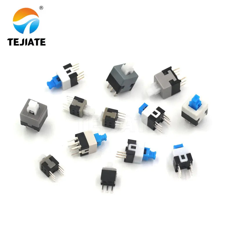 10PCS Button Switch 1/2 Row Needle Key Switch 5.8*5.8 7*7 8*8 8.5*8.5MM Self Locking/No Lock 3/6 Feet Charger Match Electronic
