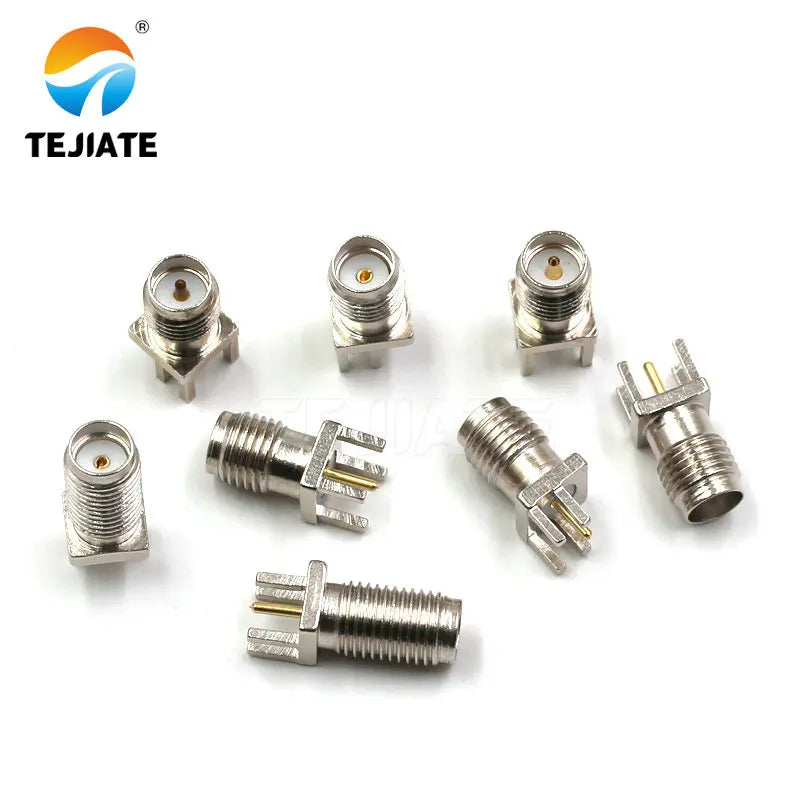 10PCS Antenna Base High Frequency Connector SMA-KE-KHD Skew Foot Outer Screw Inner Pin/Hole Spacing 1.7mm Nickel-plated