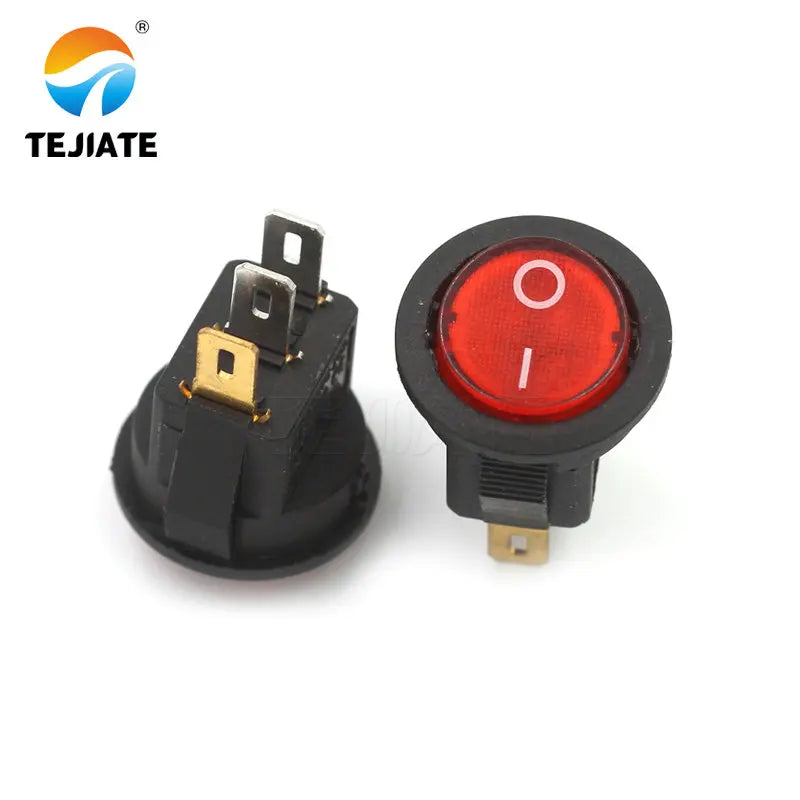 5PCS Ship-type Power Switch Boat Shaped Round Rocker Switch 2/3/4 Feet Red/Green/White/Black Press button 6A 250V Cat eye