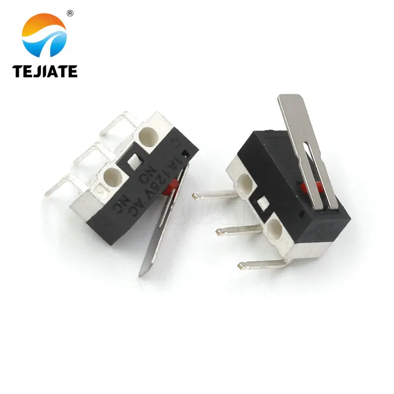 10PCS Mouse Switch Three-feet Handle Roller Button Left/Right Bent foot 1A 125V AC 3 legs DIY Kit