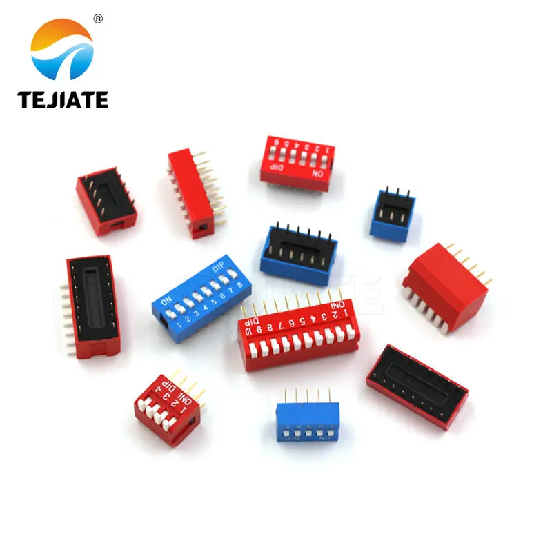 10PCS Toggle Switch Direct-insertion Type Lateral Pulling DIP Snap Switches 2.54MM 2/3/4/5/6/8/10P Red Dial Switch