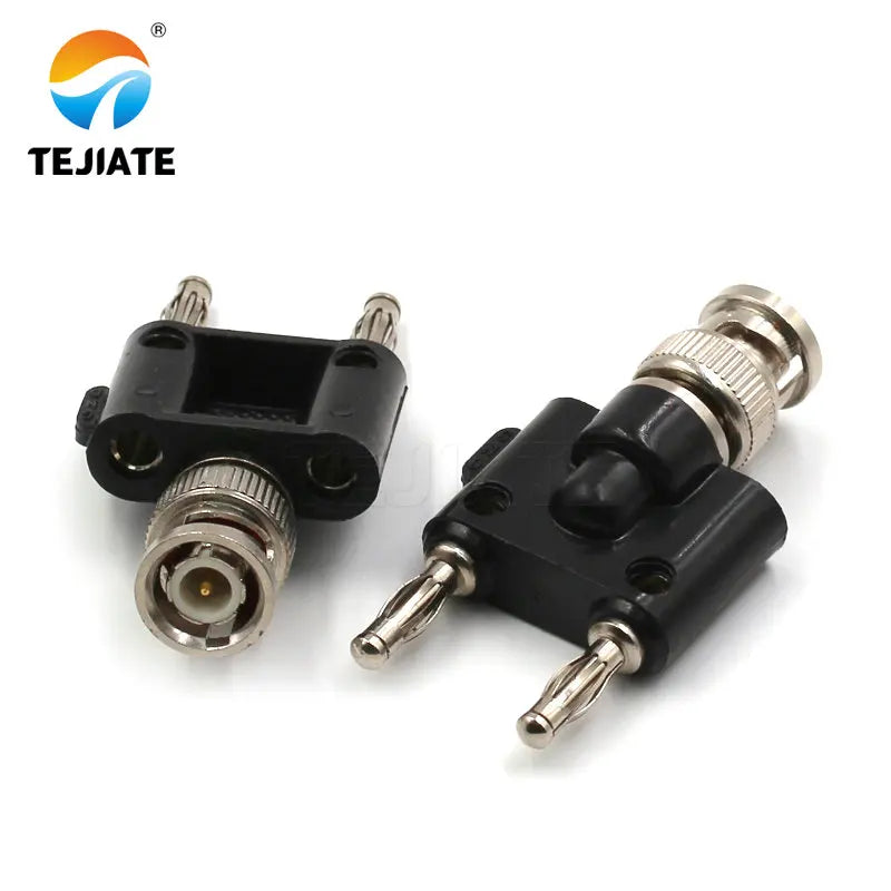 1PCS BNC Type Adapter To Double Wire Pillar/Banana Plug Transform Connector All Copper Nickel Plated