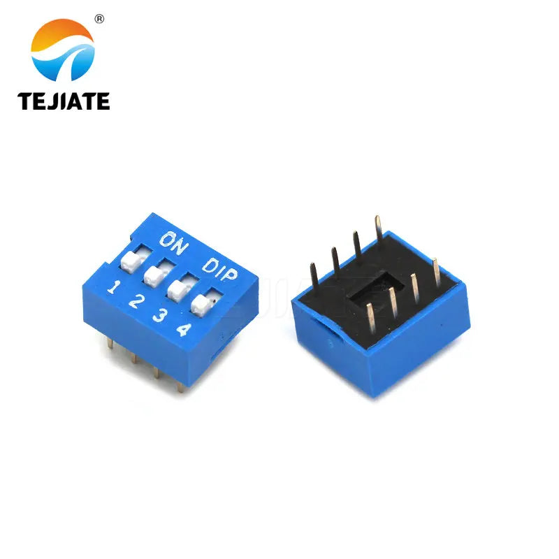 10PCS Toggle Switch Direct-insertion Type Flat Pulling DIP Snap Switches 2.54MM 1/2/3/4/5/6/8P Blue Dial Switch