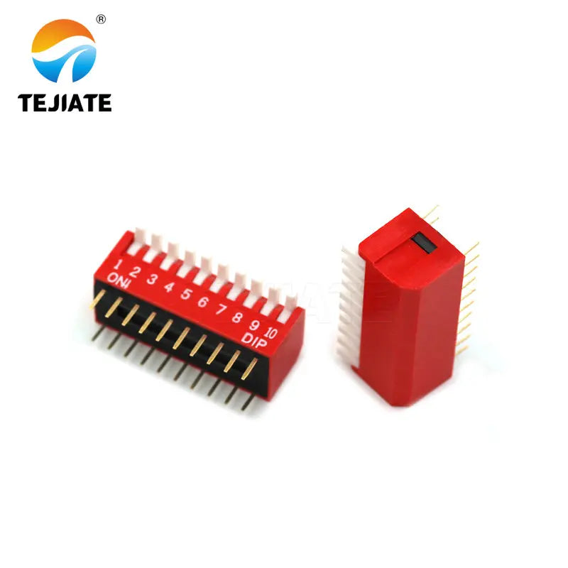 2PCS Toggle Switch Direct Insertion Lateral Pulling DIP Snap 2.54MM 2/3/4/5/6/8/10P Red Dial ON / OFF