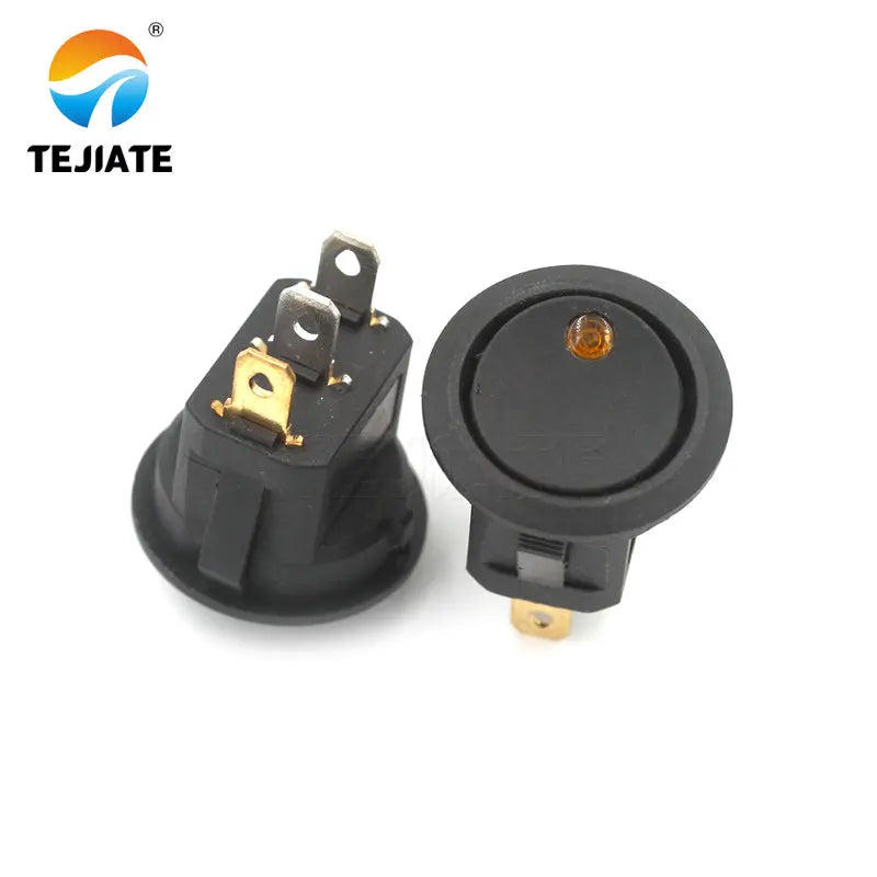 5PCS Ship-type Power Switch Boat Shaped Round Rocker Switch 2/3/4 Feet Red/Green/White/Black Press button 6A 250V Cat eye