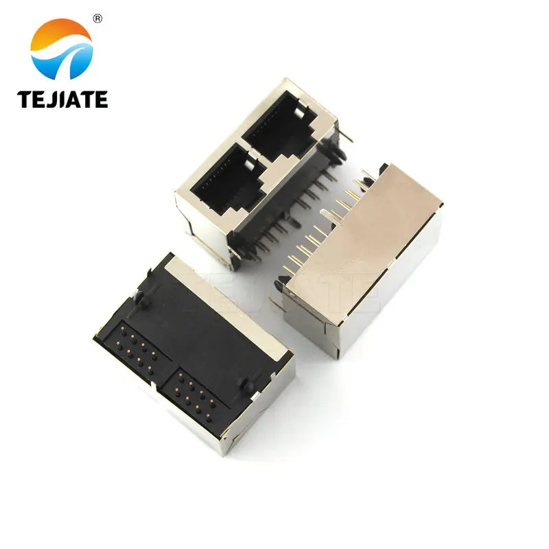 RJ45 Network Socket Internet Interface Connecting Base Crystal Head Female Base 8P8C  Vertical Copper Shell With Shield