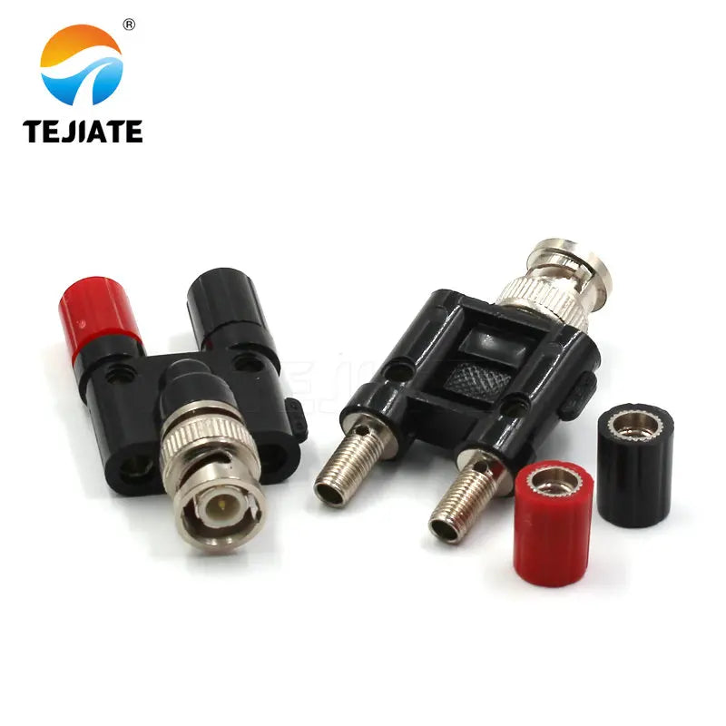 1PCS BNC Type Adapter To Double Wire Pillar/Banana Plug Transform Connector All Copper Nickel Plated