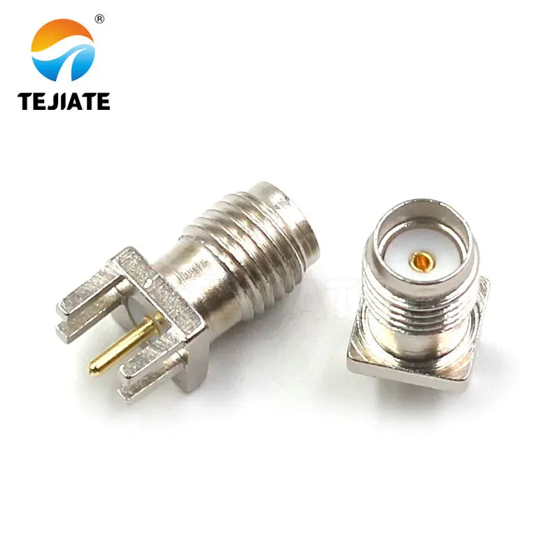 10PCS Antenna Base High Frequency Connector SMA-KE-KHD Skew Foot Outer Screw Inner Pin/Hole Spacing 1.7mm Nickel-plated