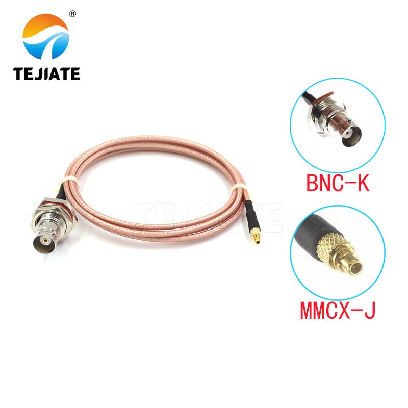 1PCS TEJIATE Adapter Cable BNC To MMCX Type BNCK Convert MMCXJ 8-90CM 1M 1.5M 2M Length Connector RG316 Wire