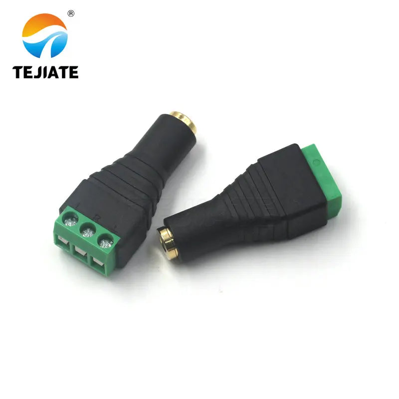 1PCS solderless 2.5/3.5MM gold-plated dual channel audio headphone plug, stereo adapter, solderless terminal