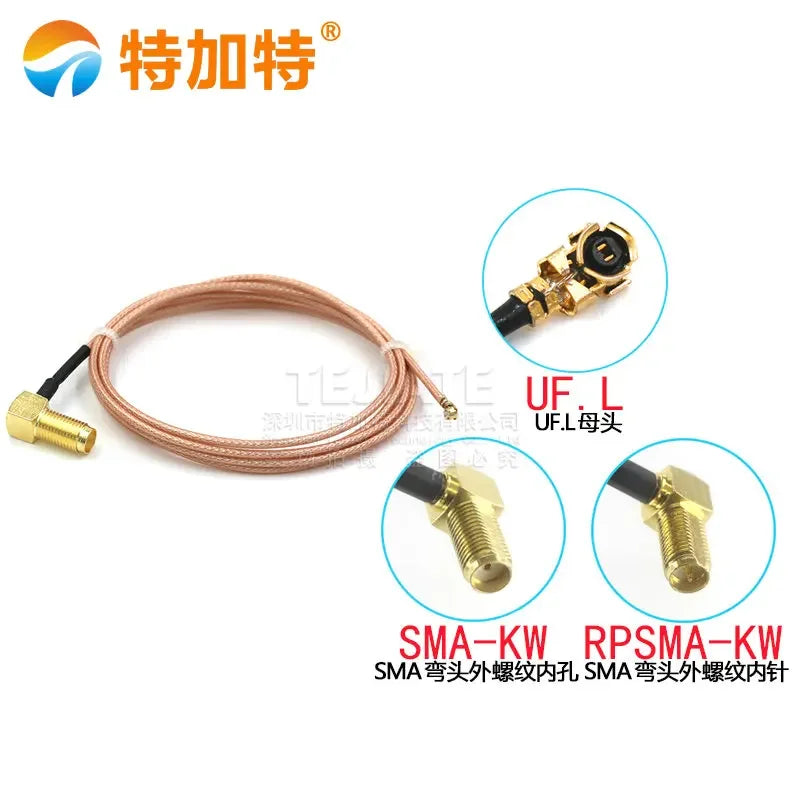 2PCS TEJIATE UF.L Female Header To SMA Bent Header Outer Screw Inner Hole/Pin Connector Cable RF Antena UFL Seat RG178