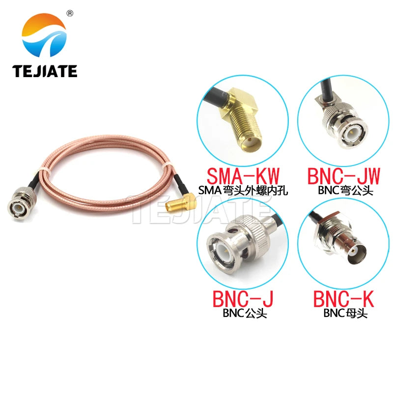 1PCS SMA-KW to BNC connection line SMA-JW bent male to BNC-J BNC-JW BNC-K RF line RG316 adapter line impedance 50 ohms