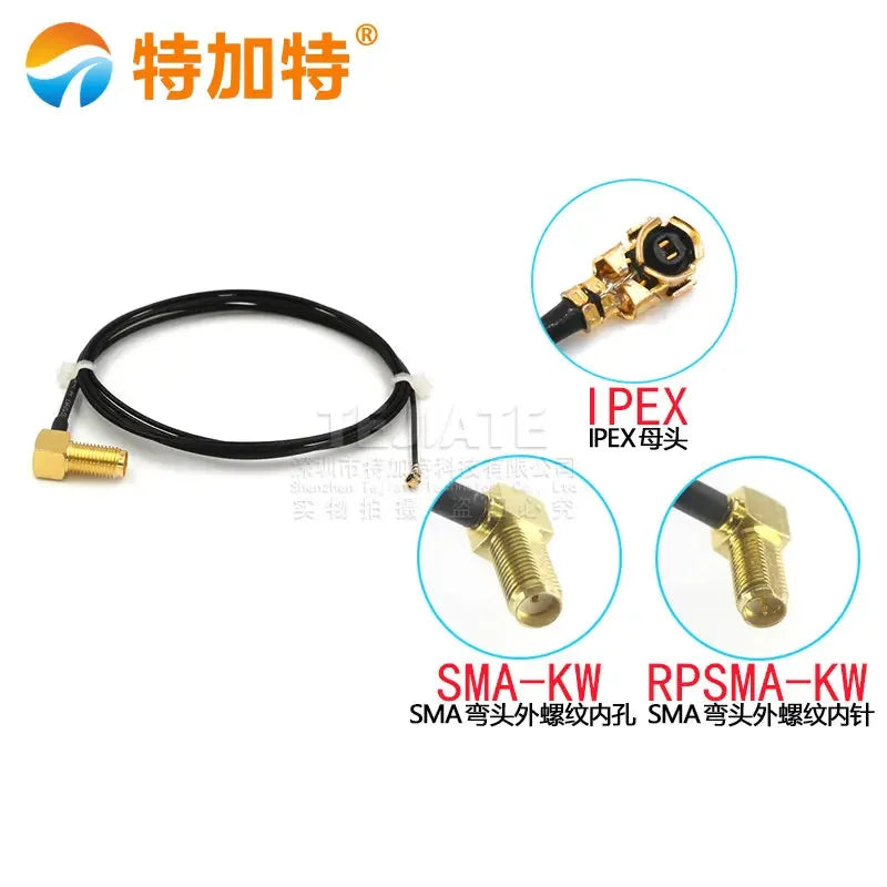 2PCS RF Antena UFL SeatFemale Header To SMA Bent Header Outer Screw Inner Hole/Pin WiFi GSM 3G GPS Module Cable 1.13