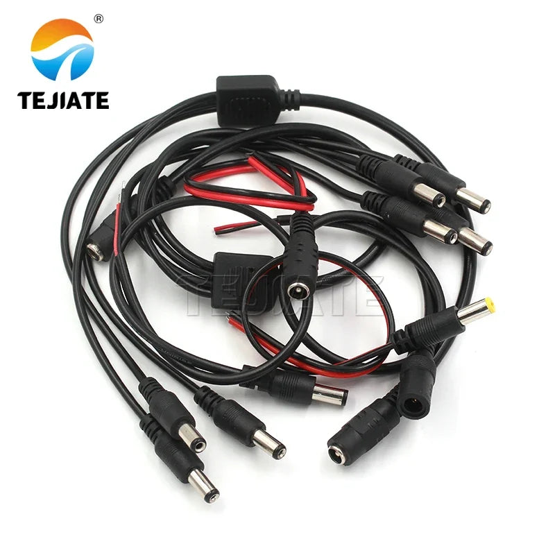 2PCS 12V Female Head Line Male Head DC5.5*2.1 Connection Line Plug Connector Monitoring Power Cord 24V One Minute Drag Two Three