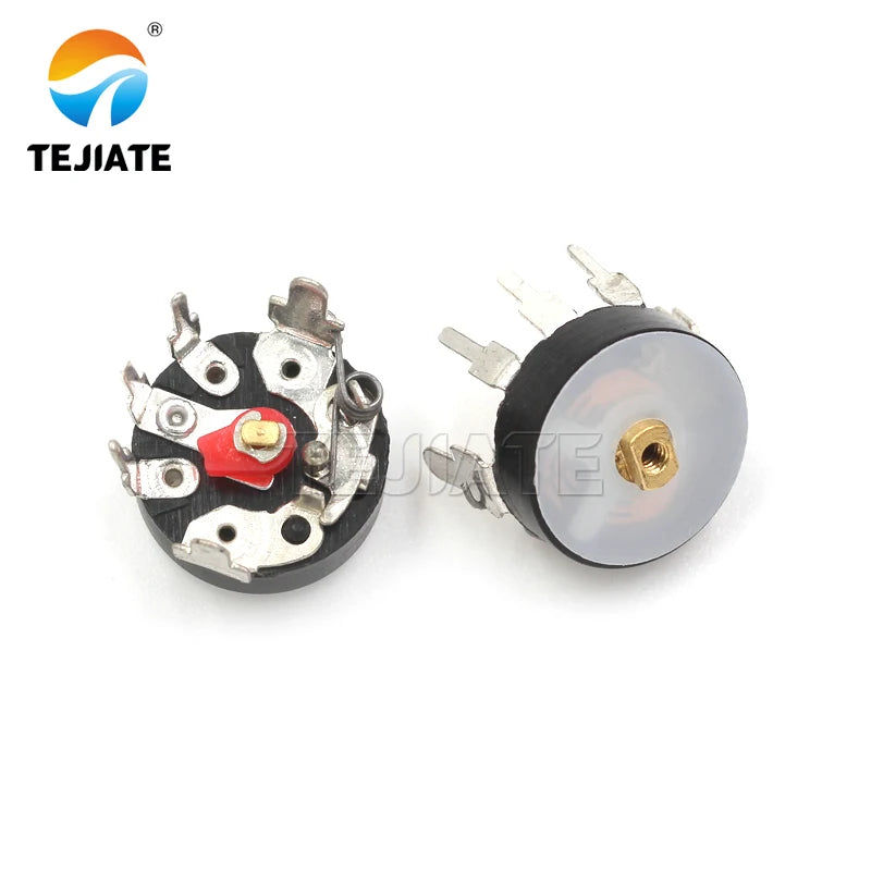5PCS RV12MM Curved Foot Straight Foot Switch Radio Amplifier Volume Potentiometer 10K 50K With Turntable