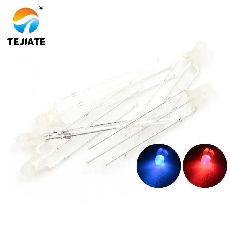 10PCS / 1Lot TEJIATE 3MM LED Light Bead Double Color White Flash Red Blue Green Fog Type Low Power Consume Fast Response