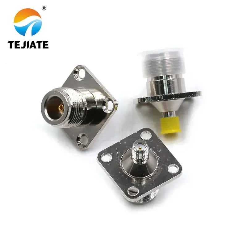 2PCS RF Connector N/SMA-KKF N-Type Female to SMA Female Header Flanged Fixing Plate 25*25MM Multifunctional
